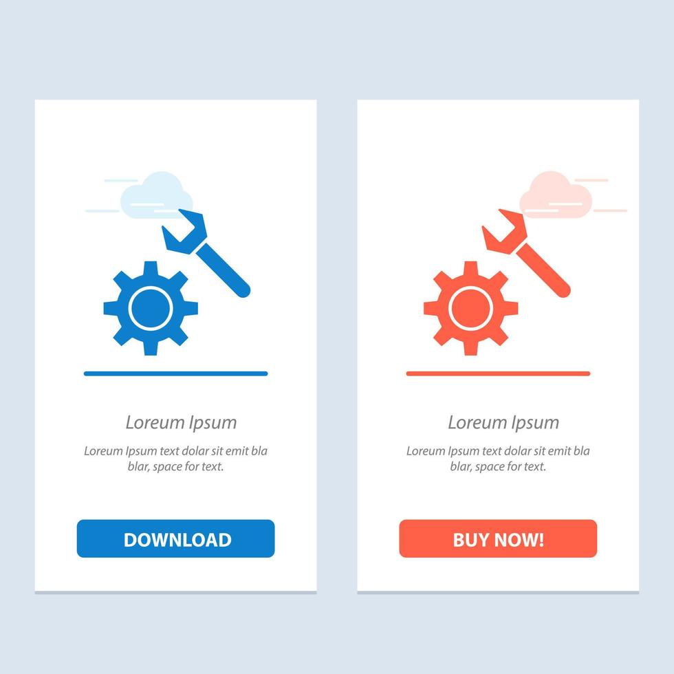 Setting Wrench Gear  Blue and Red Download and Buy Now web Widget Card Template vector