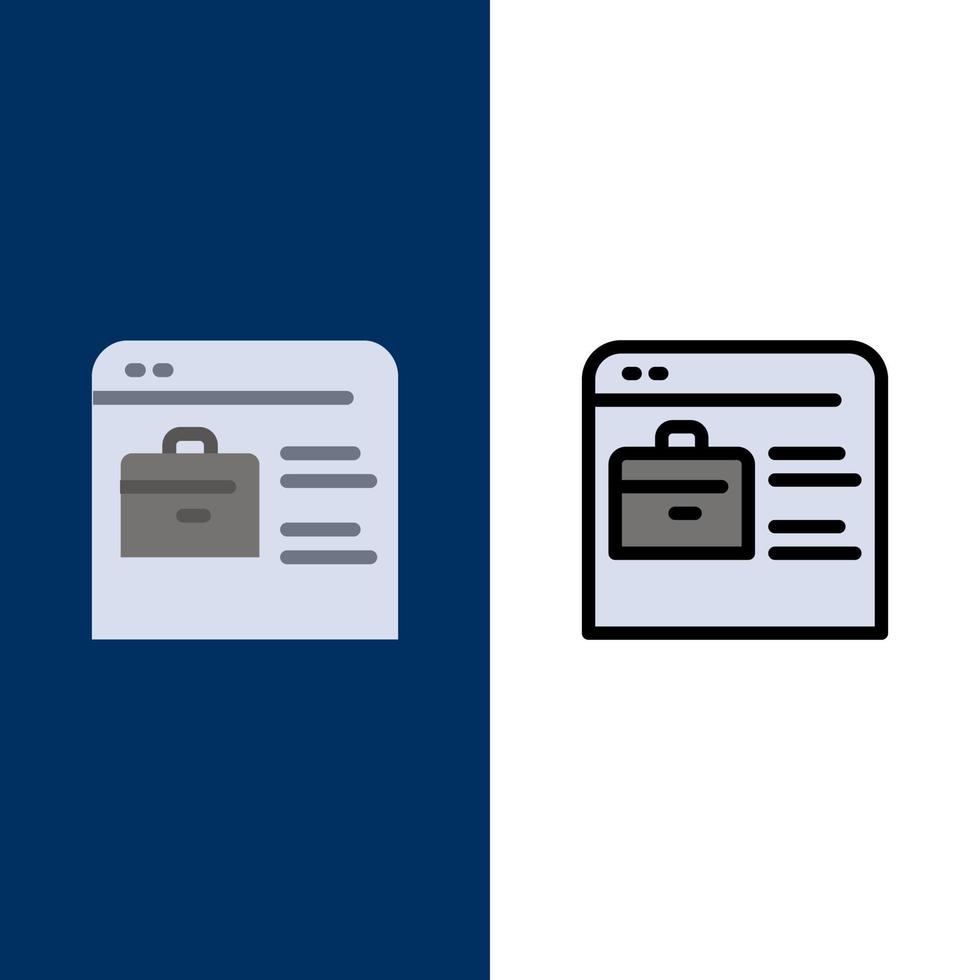 Bag Find Job Job Website Online Portfolio  Icons Flat and Line Filled Icon Set Vector Blue Background
