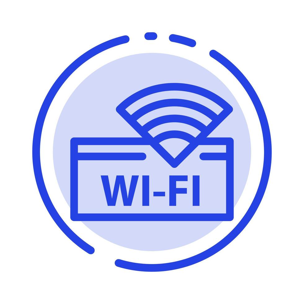 Hotel Wifi Service Device Blue Dotted Line Line Icon vector