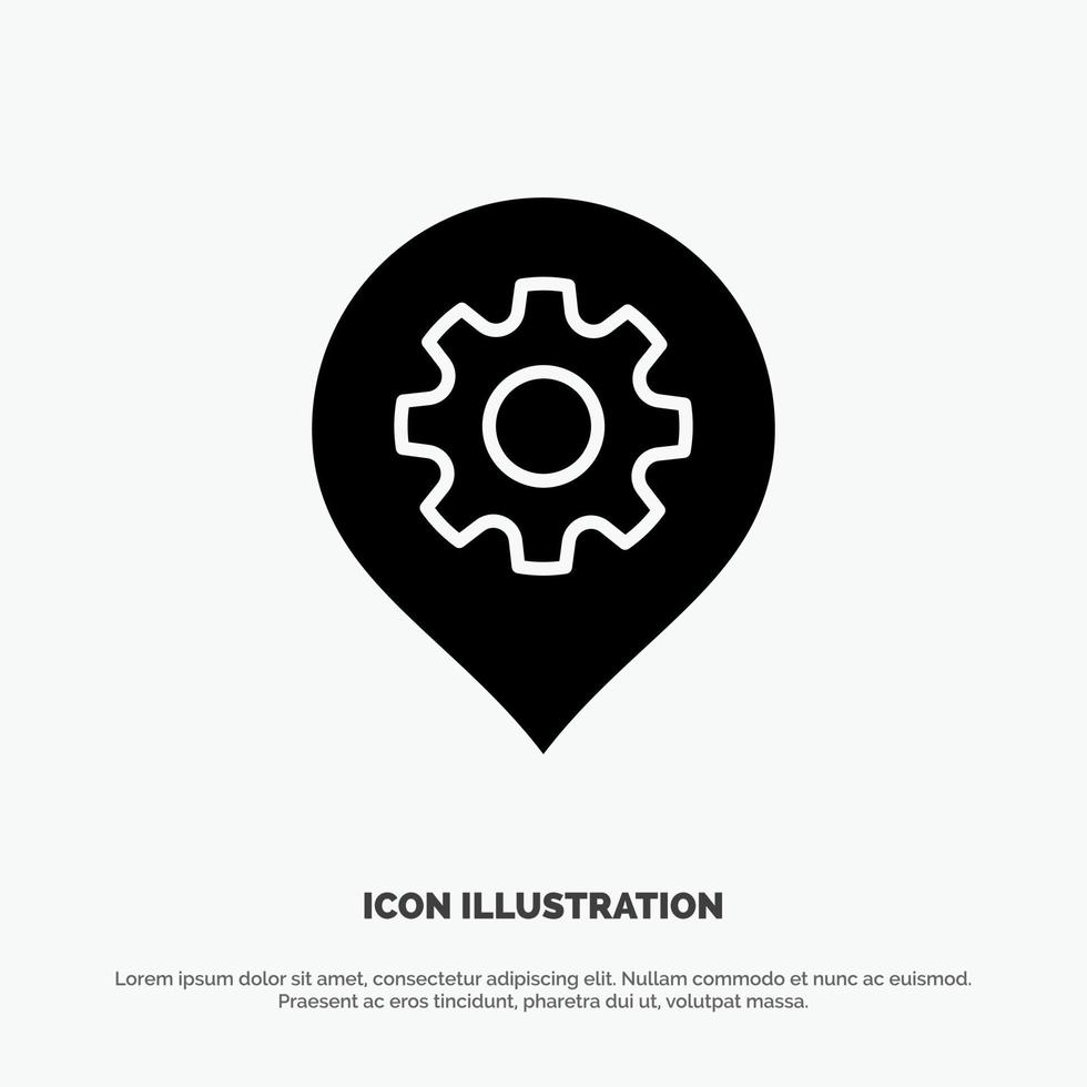 Gear Setting Location Map solid Glyph Icon vector