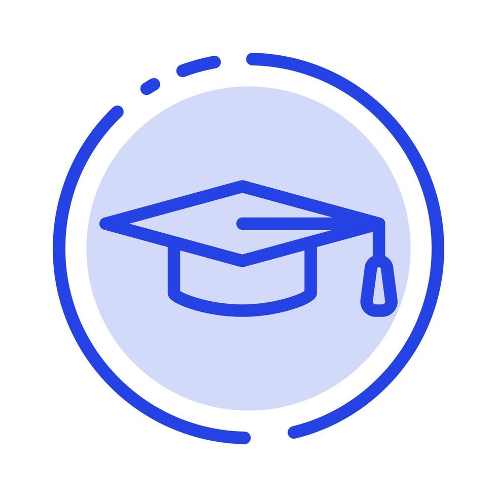 Academic Education Graduation hat Blue Dotted Line Line Icon vector