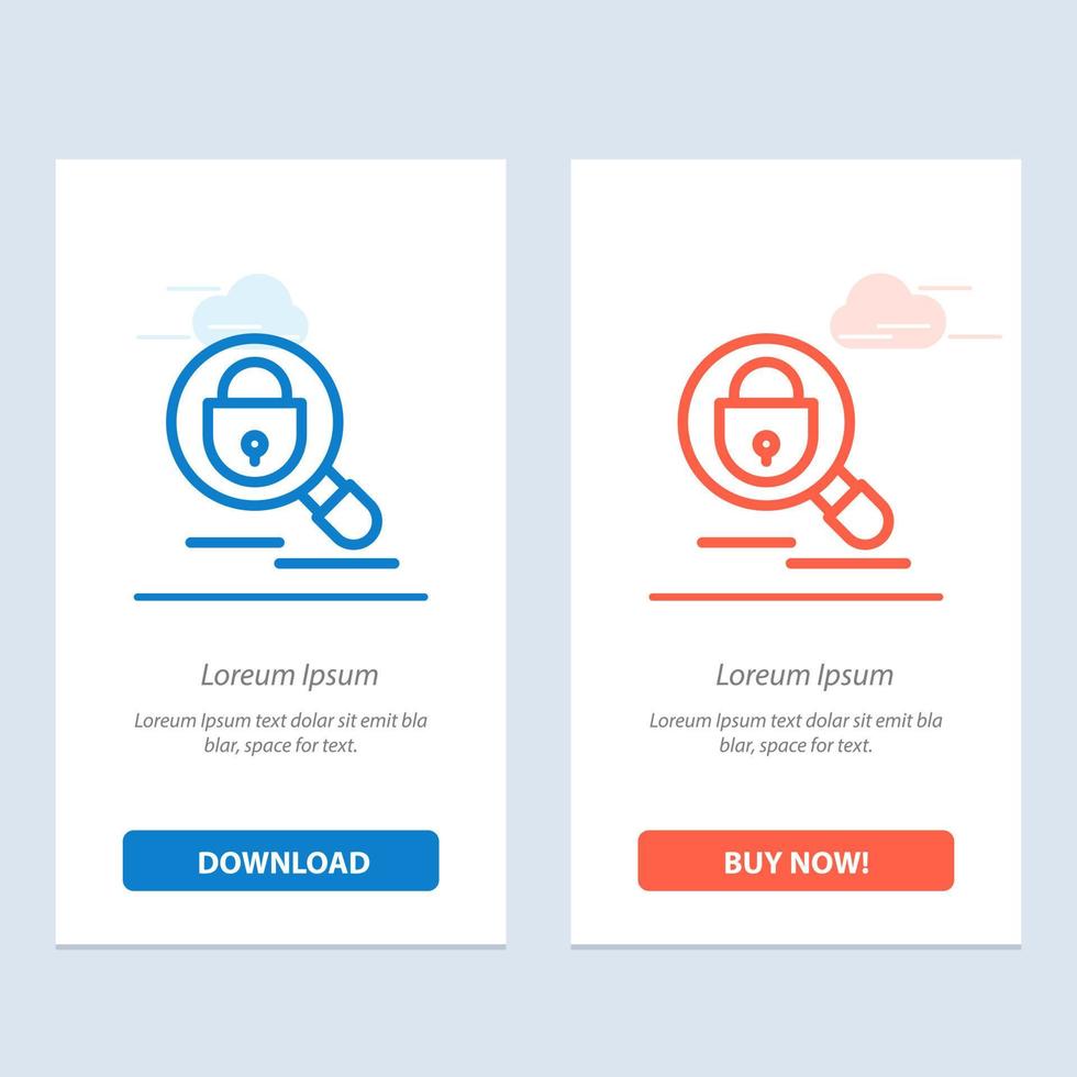 Search Research Lock Internet  Blue and Red Download and Buy Now web Widget Card Template vector