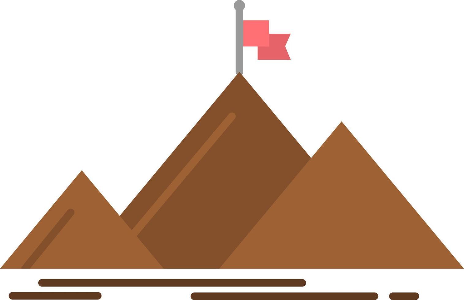 Success Mountain Peak Flag   Flat Color Icon Vector icon banner Template