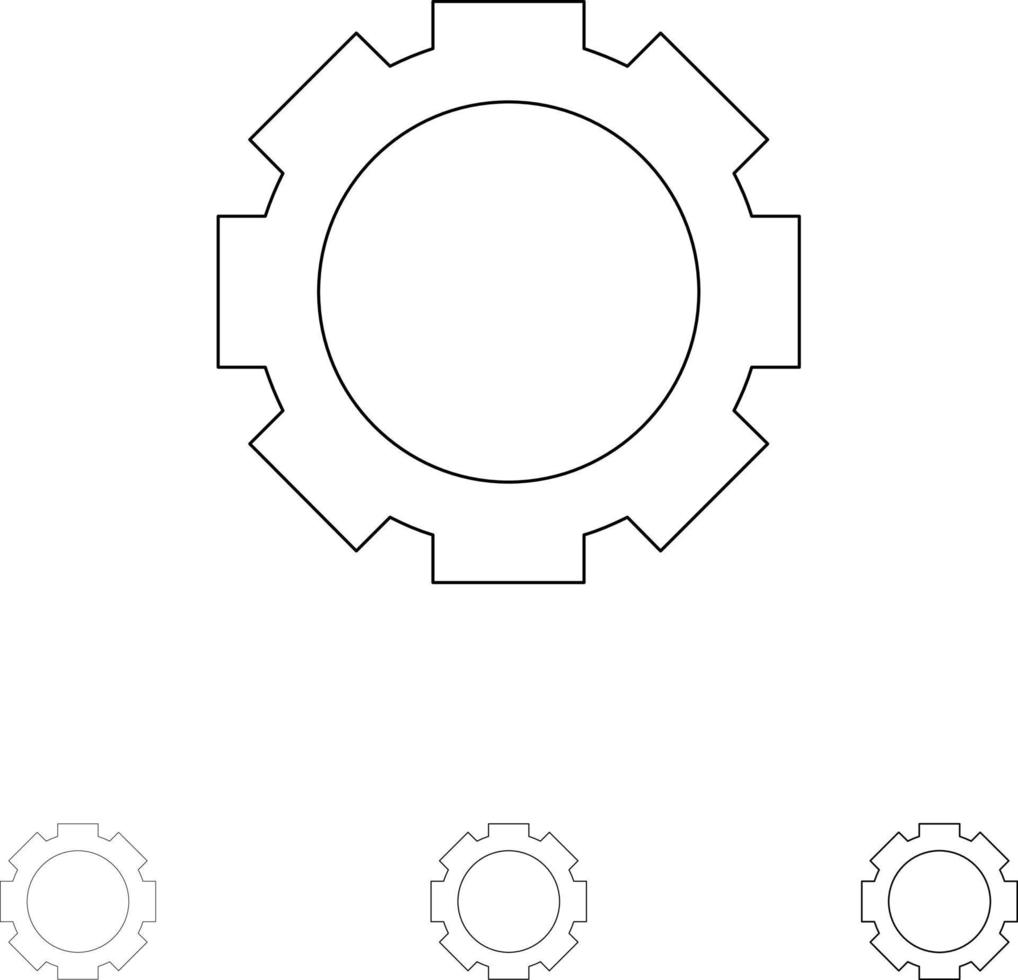 Gear Setting Instagram Bold and thin black line icon set vector