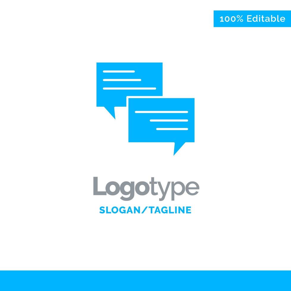 Sms Message Popup Bubble Chat Blue Solid Logo Template Place for Tagline vector