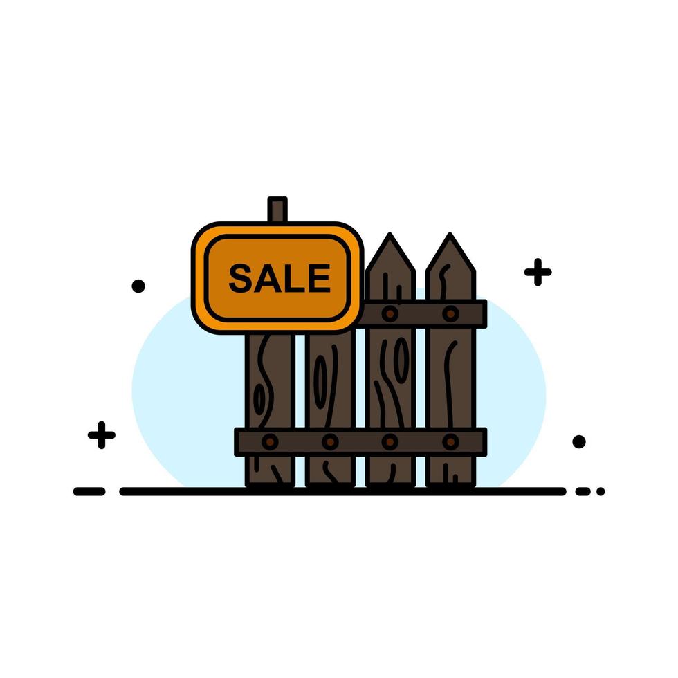 Fence Wood Realty Sale Garden House  Business Flat Line Filled Icon Vector Banner Template