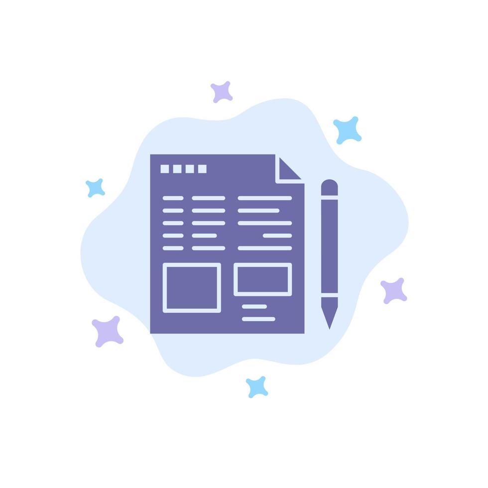 File Text Pencil Education Blue Icon on Abstract Cloud Background vector