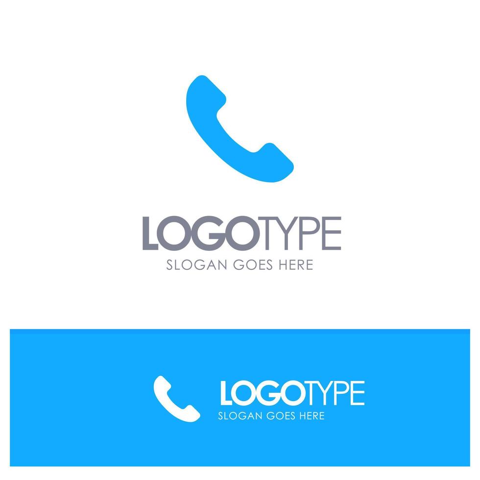 teléfono llamada telefónica logotipo sólido azul con lugar para el eslogan vector