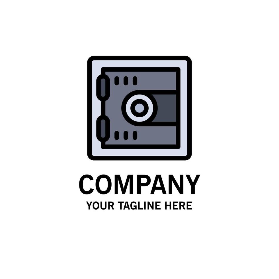 Locker Lock Motivation Business Logo Template Flat Color vector
