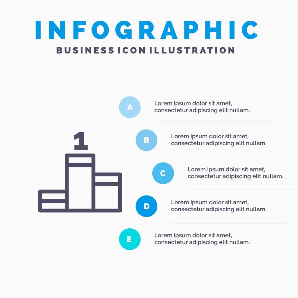 Position Success Achievement Line icon with 5 steps presentation infographics Background vector