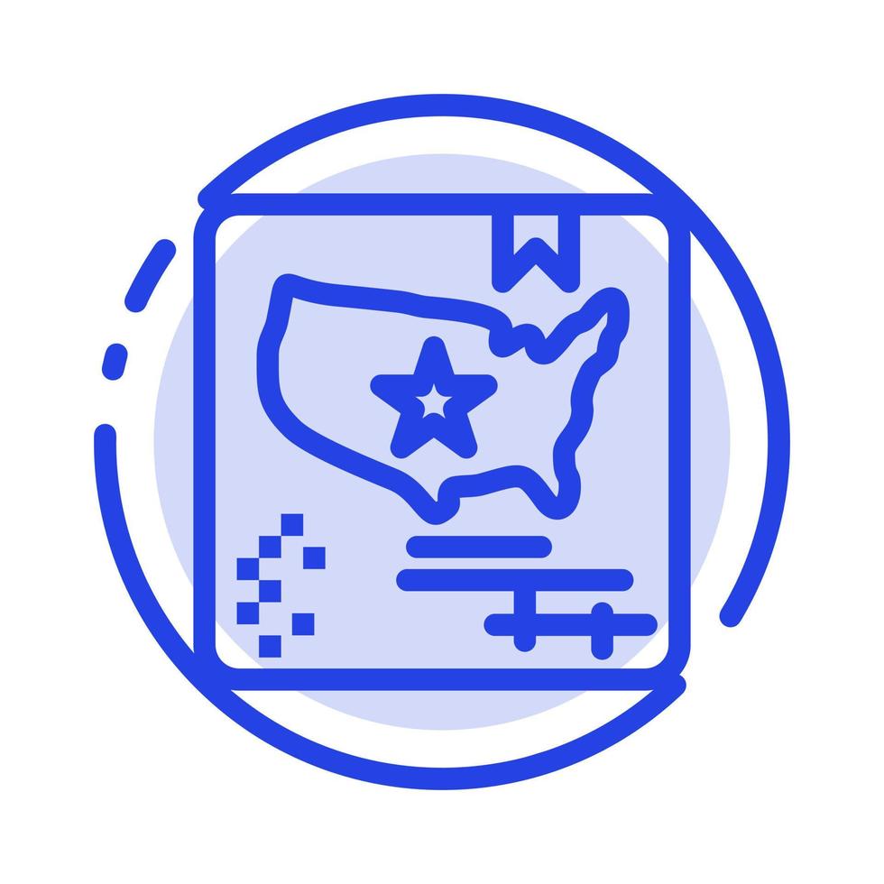 bandera americana mapa mundo línea punteada azul icono de línea vector