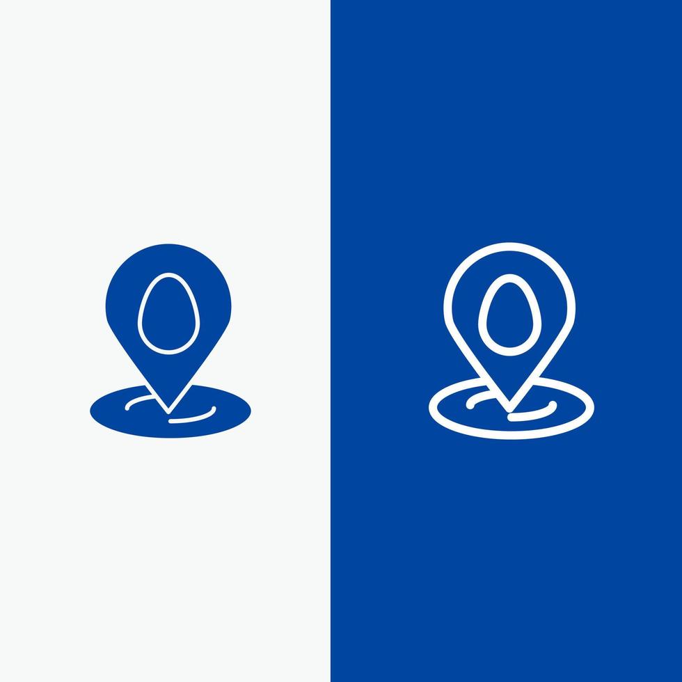 Location Pin Map Easter Line and Glyph Solid icon Blue banner Line and Glyph Solid icon Blue banner vector