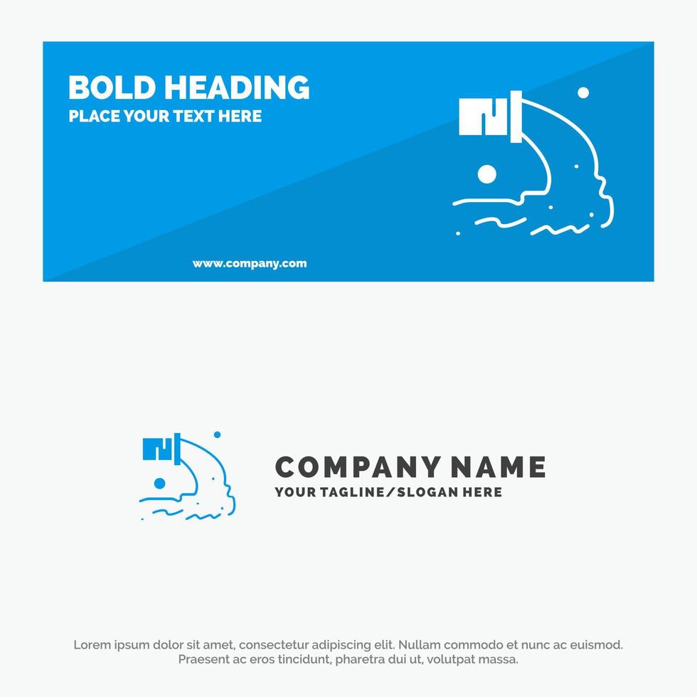 Pipe Pollution Radioactive Sewage Waste SOlid Icon Website Banner and Business Logo Template vector