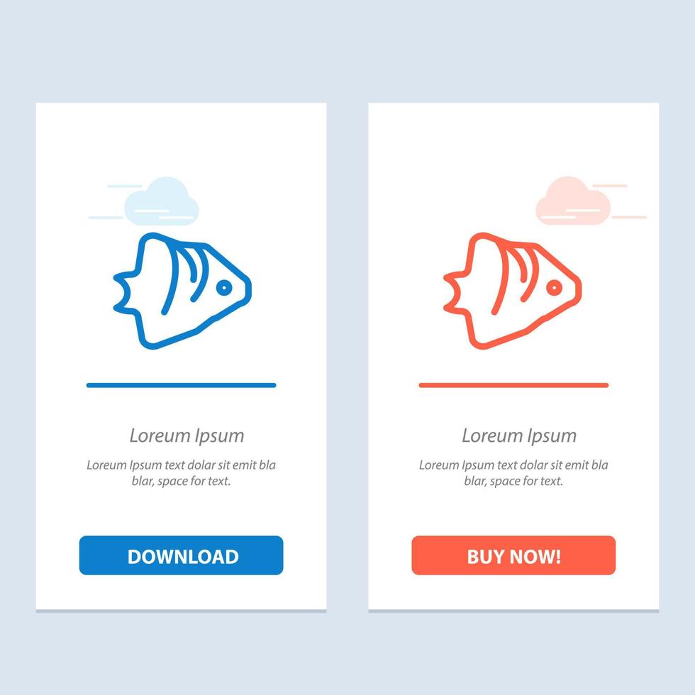 Fish Coral Ocean Schooling Banner  Blue and Red Download and Buy Now web Widget Card Template vector