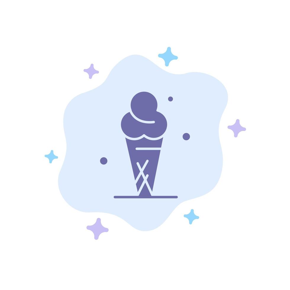 Ice Cream Cream Ice Cone Blue Icon on Abstract Cloud Background vector