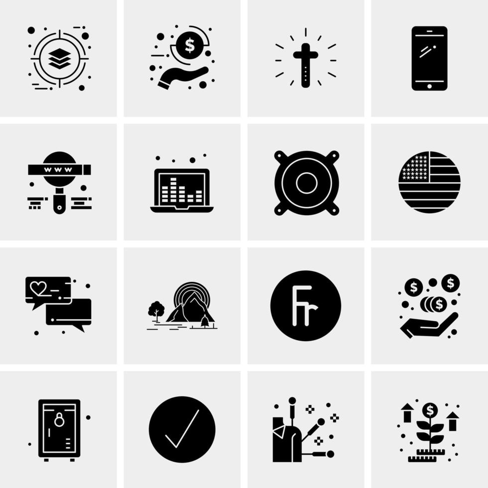 16 iconos de negocios universales vector ilustración de icono creativo para usar en proyectos relacionados con la web y dispositivos móviles