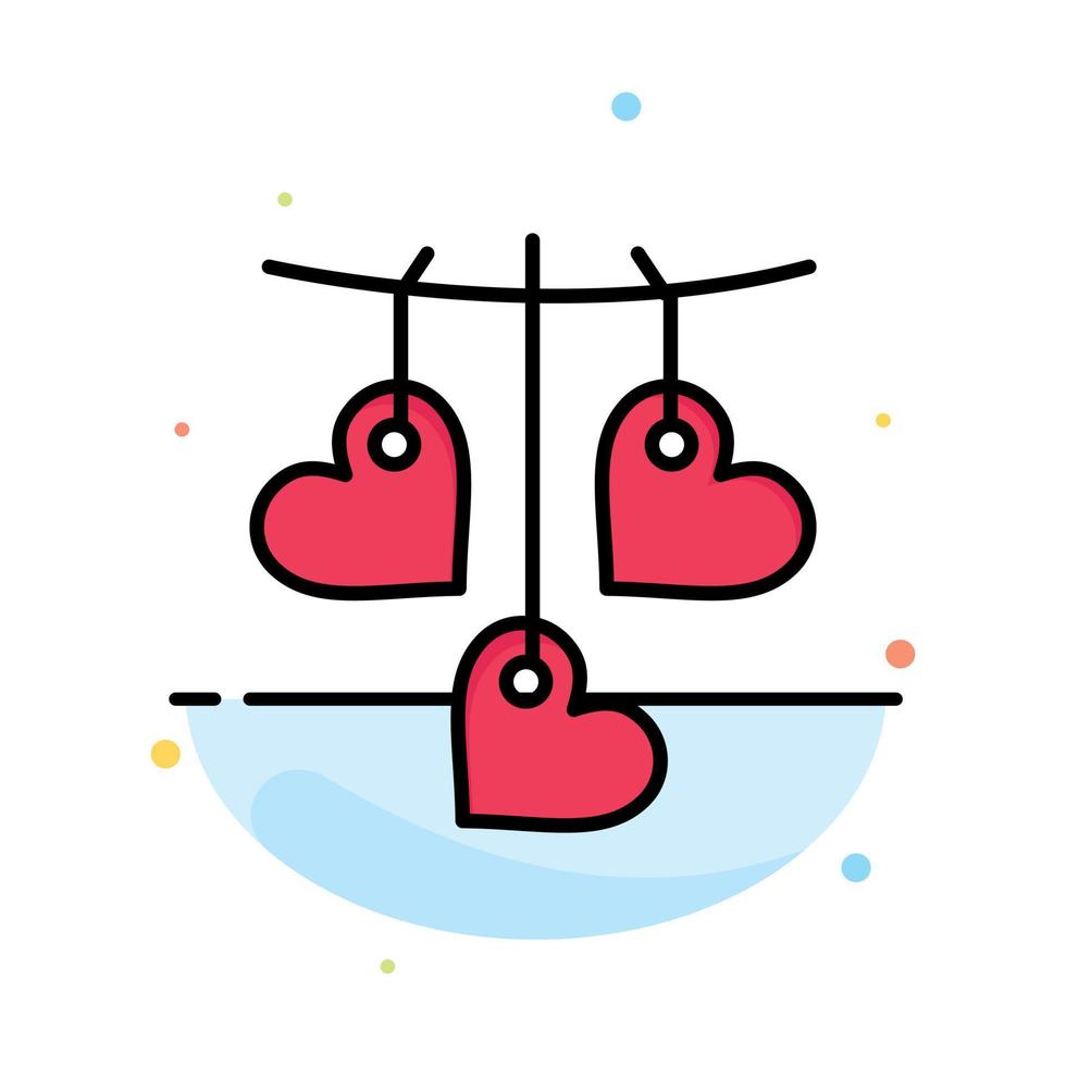 Heart Valentine Love Hanging Abstract Flat Color Icon Template vector