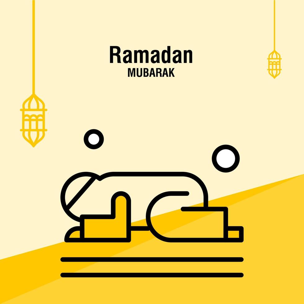 Ramadan kareem greeting template islamic crescent and arabic lantern vector illustration