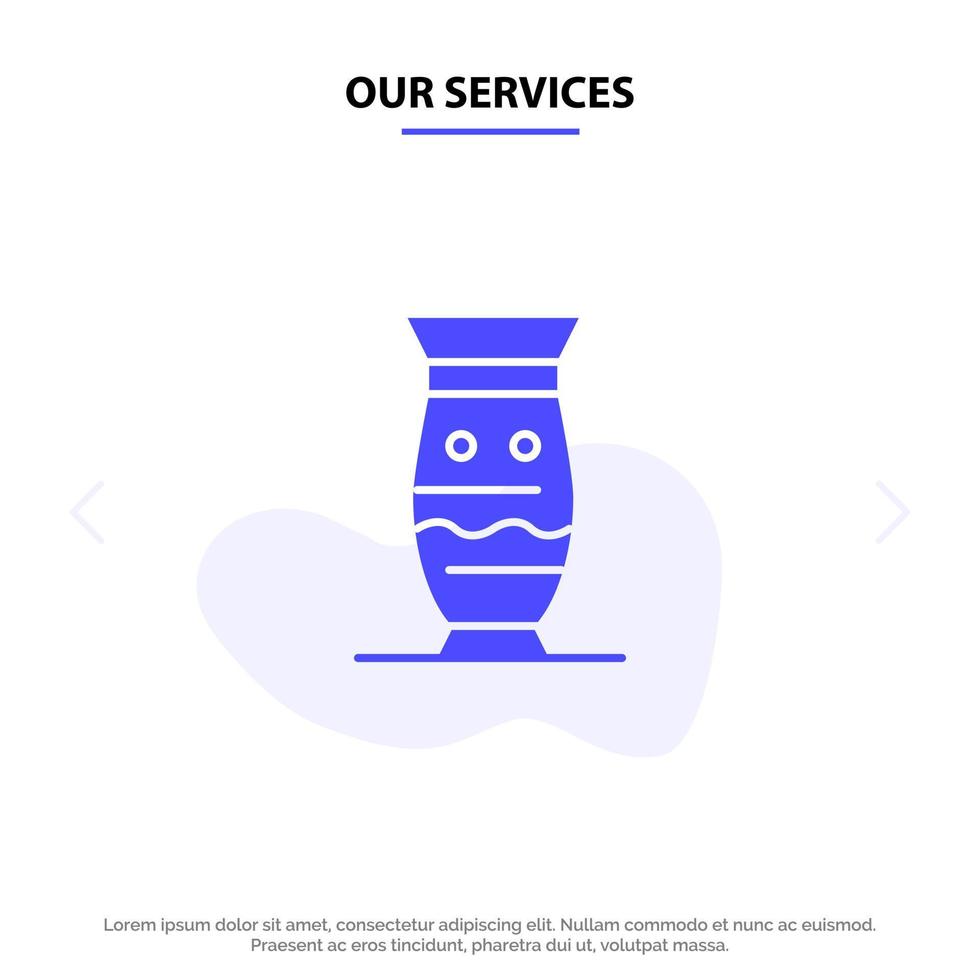 Our Services Ceramic Culture Global India Indian Pottery Solid Glyph Icon Web card Template vector