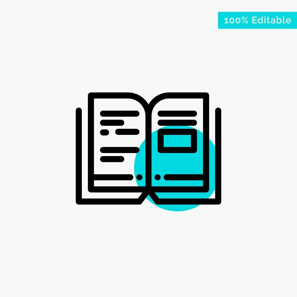 Book Education Knowledge Text turquoise highlight circle point Vector icon