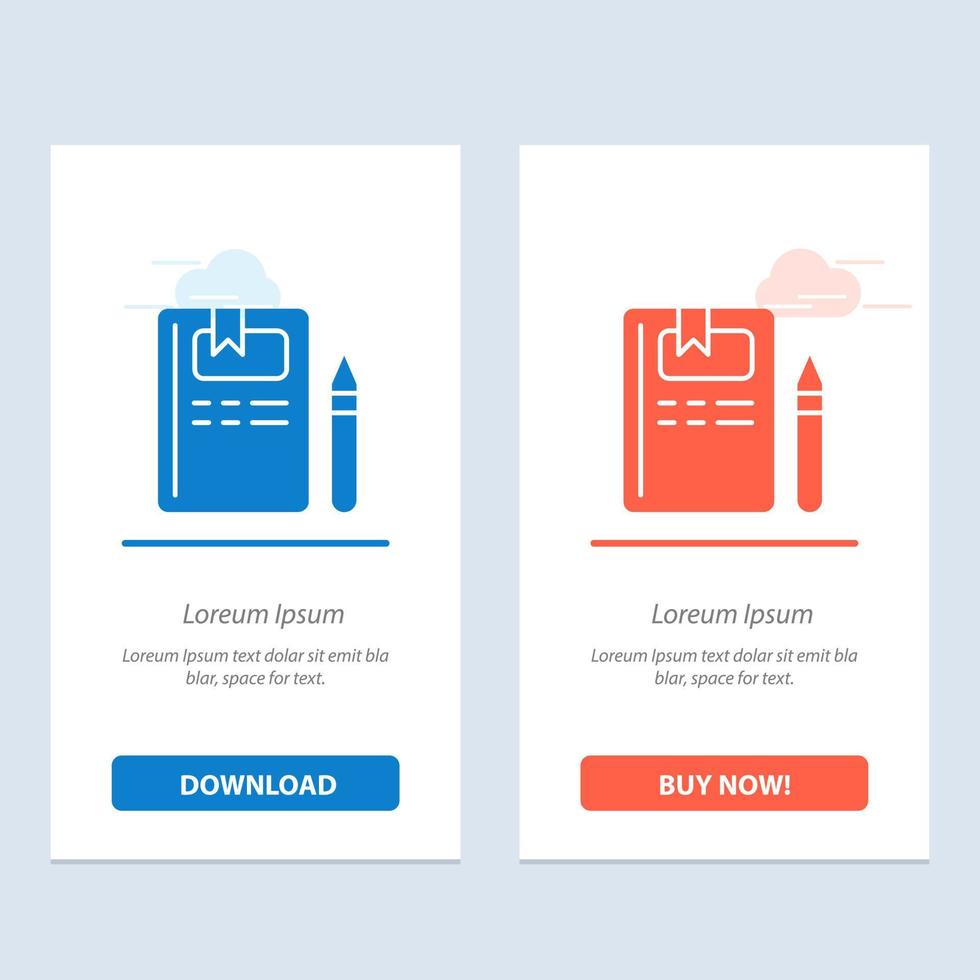 Book Education Knowledge Pencil  Blue and Red Download and Buy Now web Widget Card Template vector