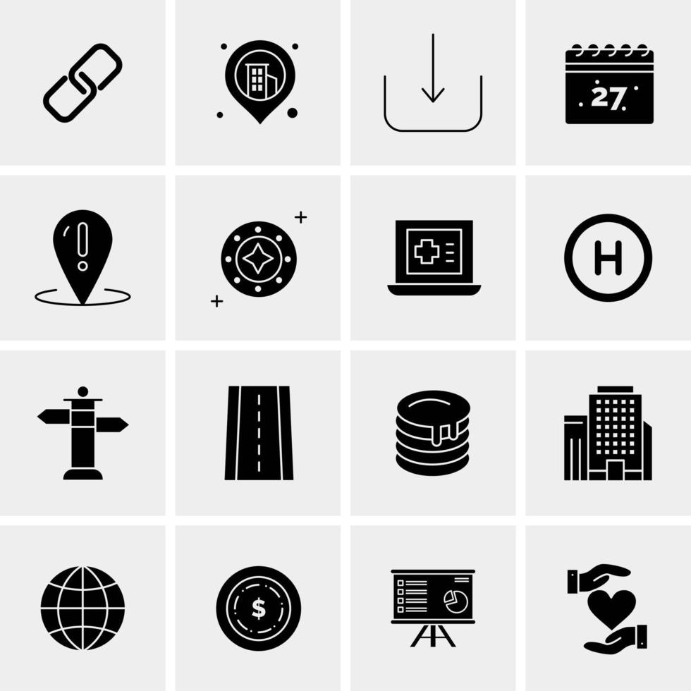 16 iconos de negocios universales vector ilustración de icono creativo para usar en proyectos relacionados con la web y dispositivos móviles