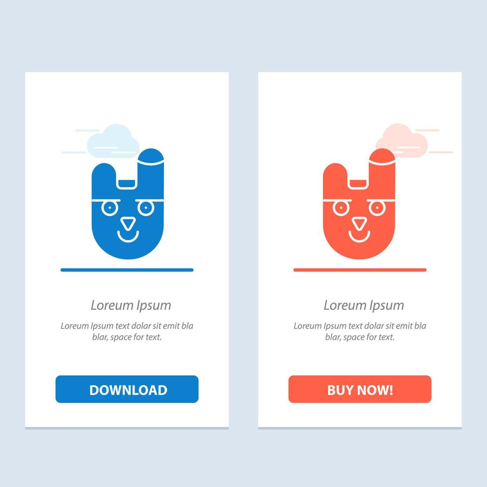 Animal Bunny Face Rabbit  Blue and Red Download and Buy Now web Widget Card Template vector