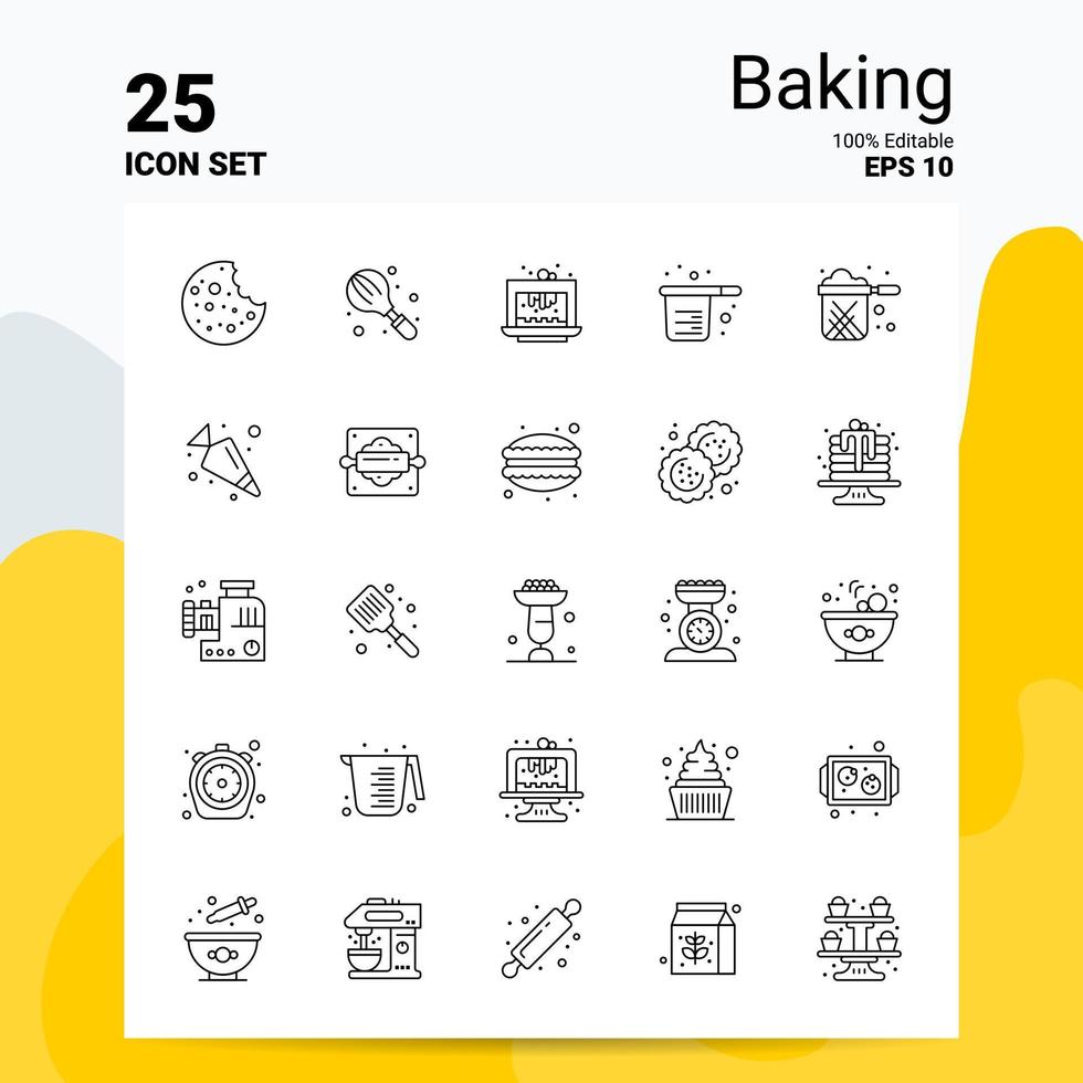 25 Baking Icon Set 100 Editable EPS 10 Files Business Logo Concept Ideas Line icon design vector