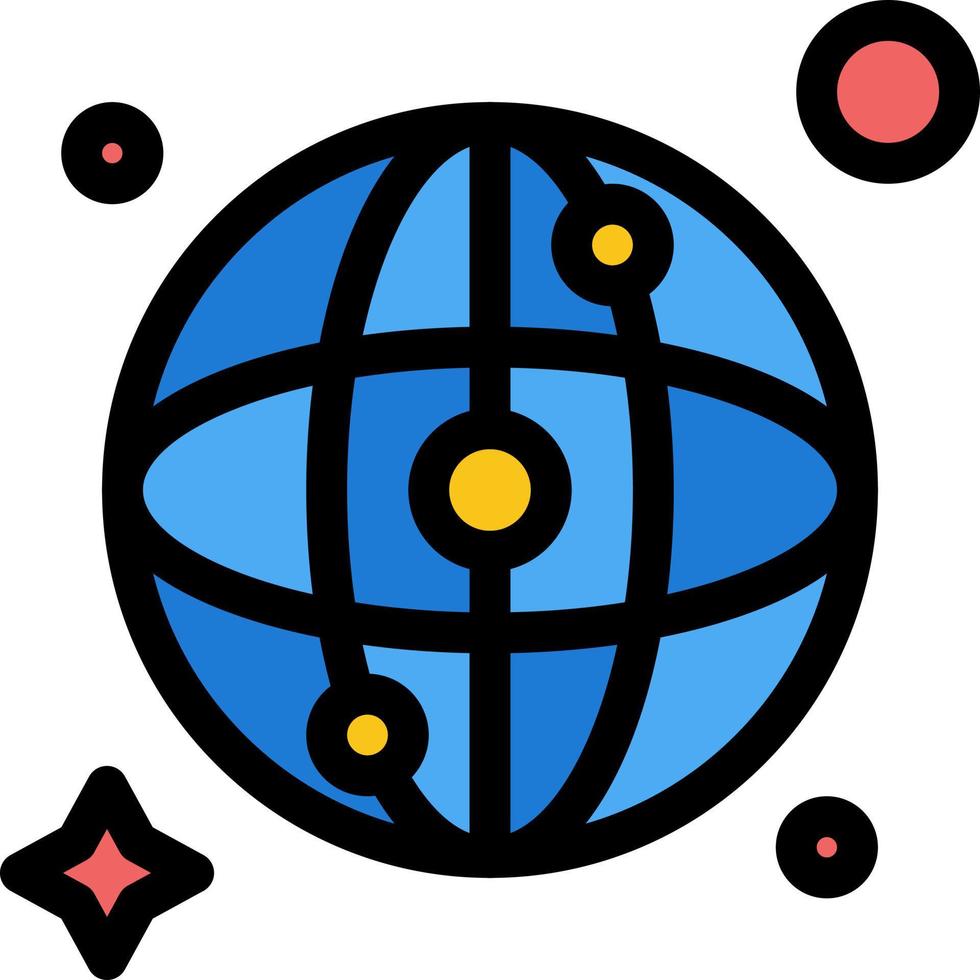 plantilla de banner de icono de vector de icono de color plano de red de mapa mundial