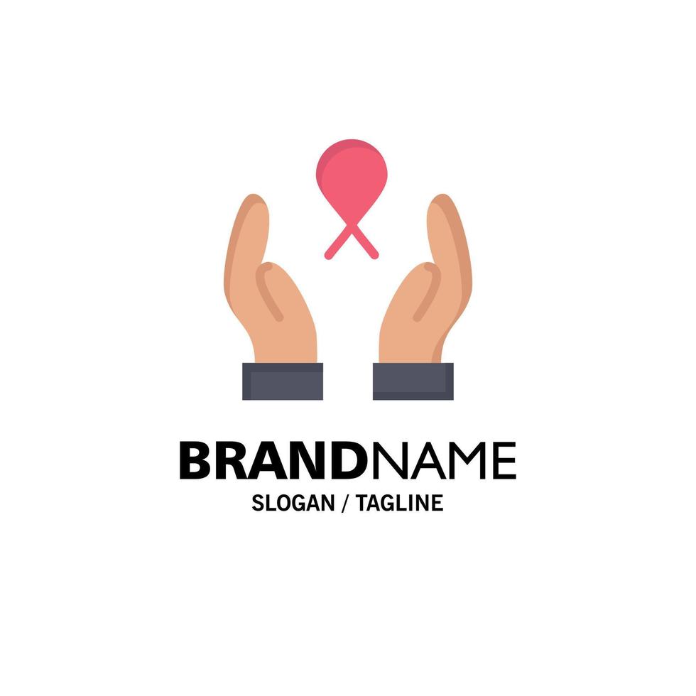 Care Breast Cancer Ribbon Woman Business Logo Template Flat Color vector