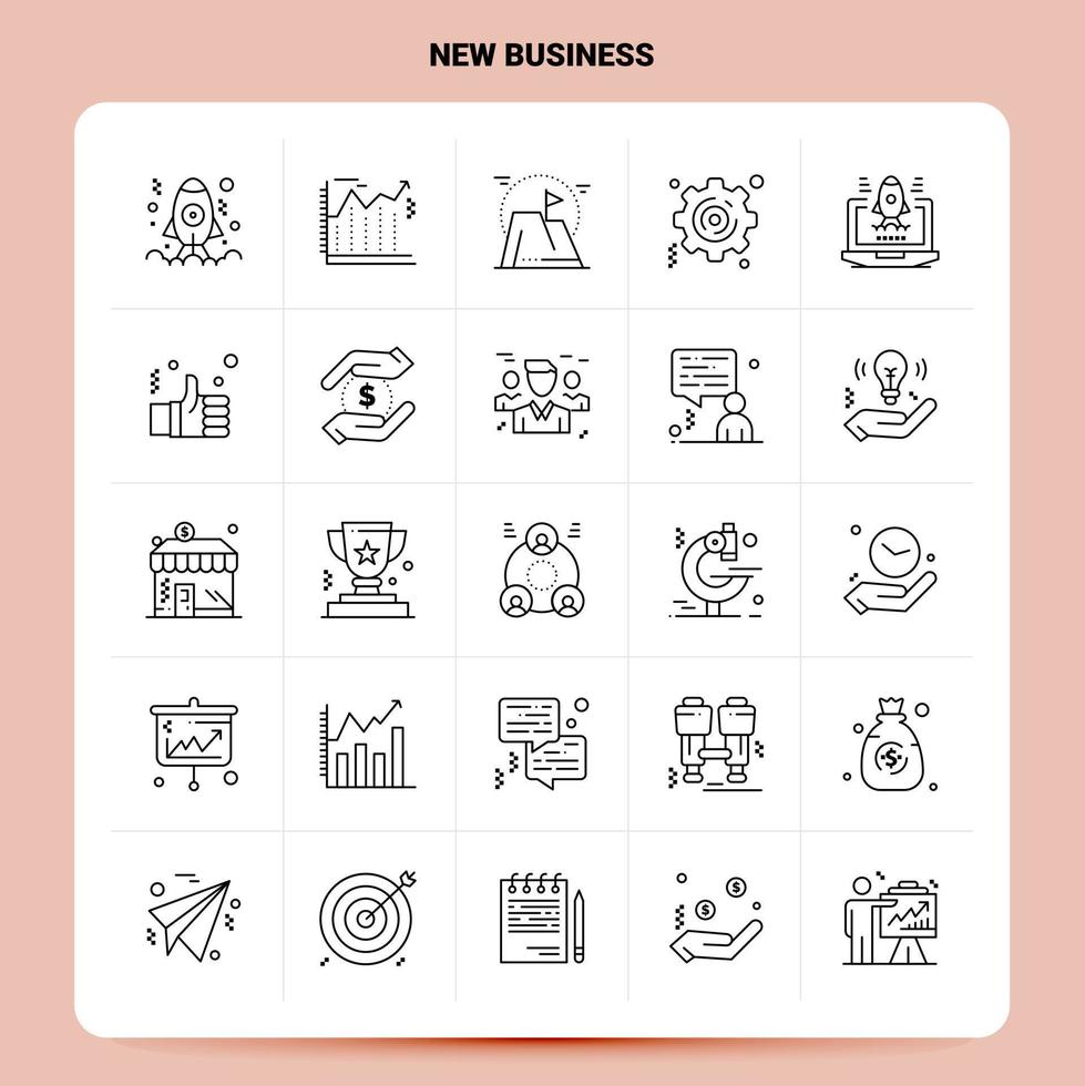 OutLine 25 New Business Icon set Vector Line Style Design Black Icons Set Linear pictogram pack Web and Mobile Business ideas design Vector Illustration