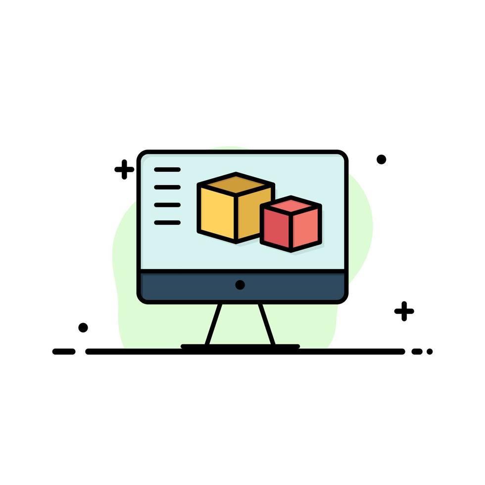Computer Monitor Box Computing Business Logo Template Flat Color vector