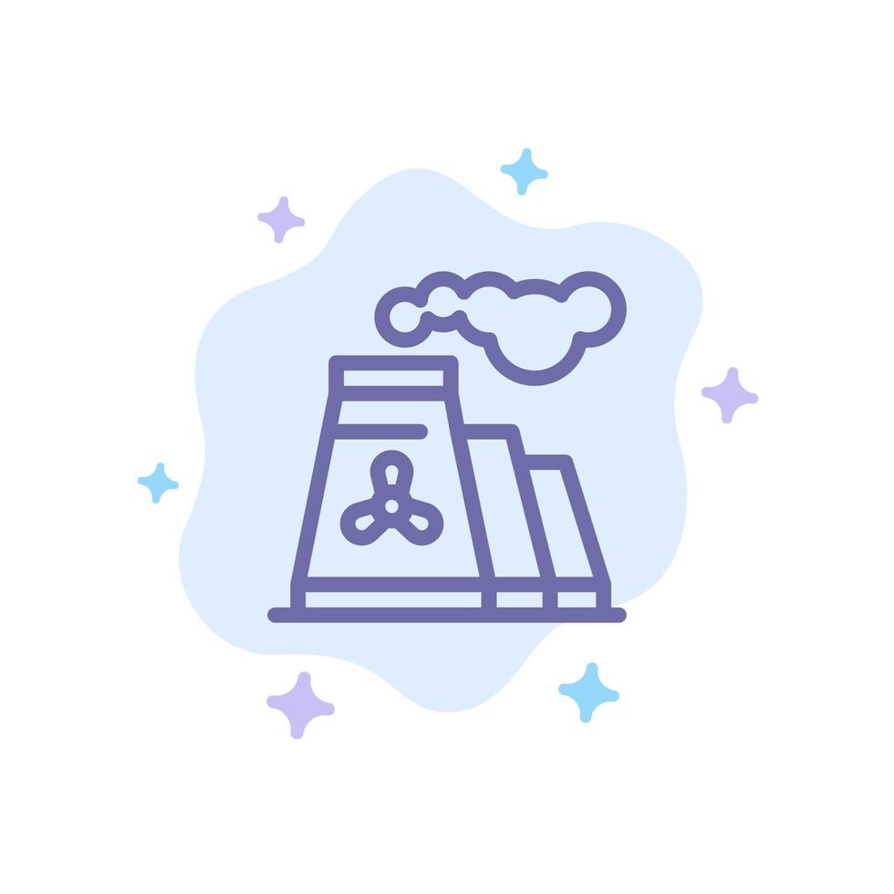 Factory Pollution Production Smoke Blue Icon on Abstract Cloud Background vector