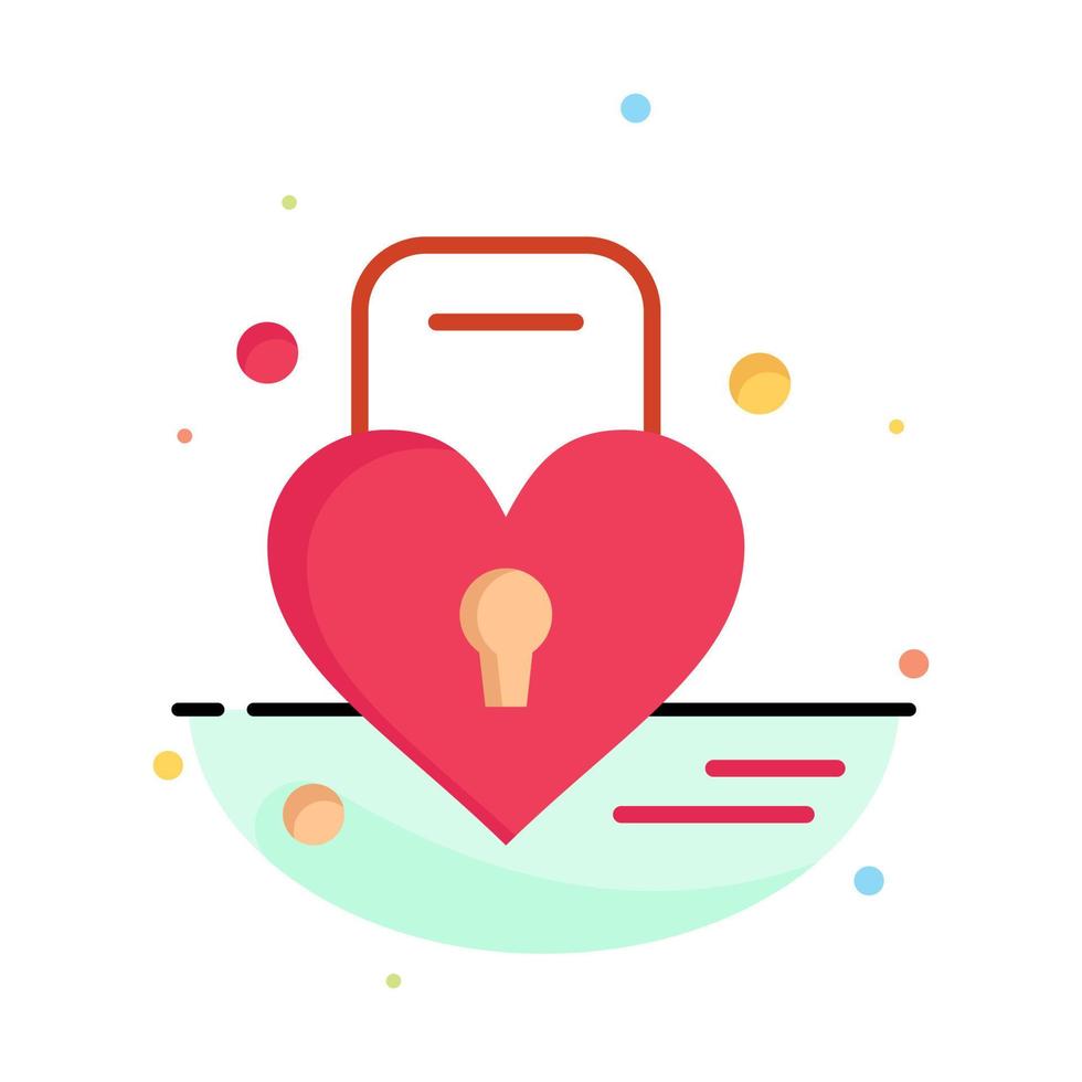 Lock Love Heart Wedding Business Logo Template Flat Color vector