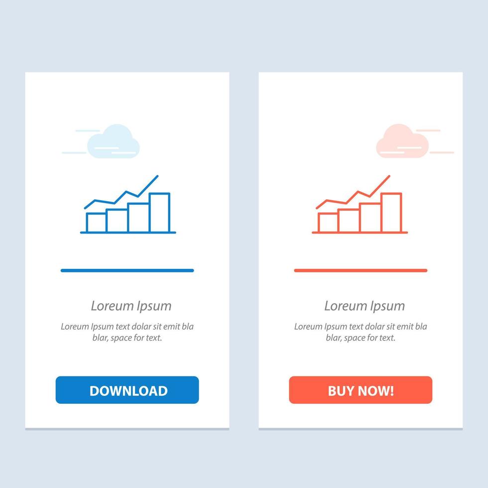 Growth Chart Flowchart Graph Increase Progress  Blue and Red Download and Buy Now web Widget Card Template vector