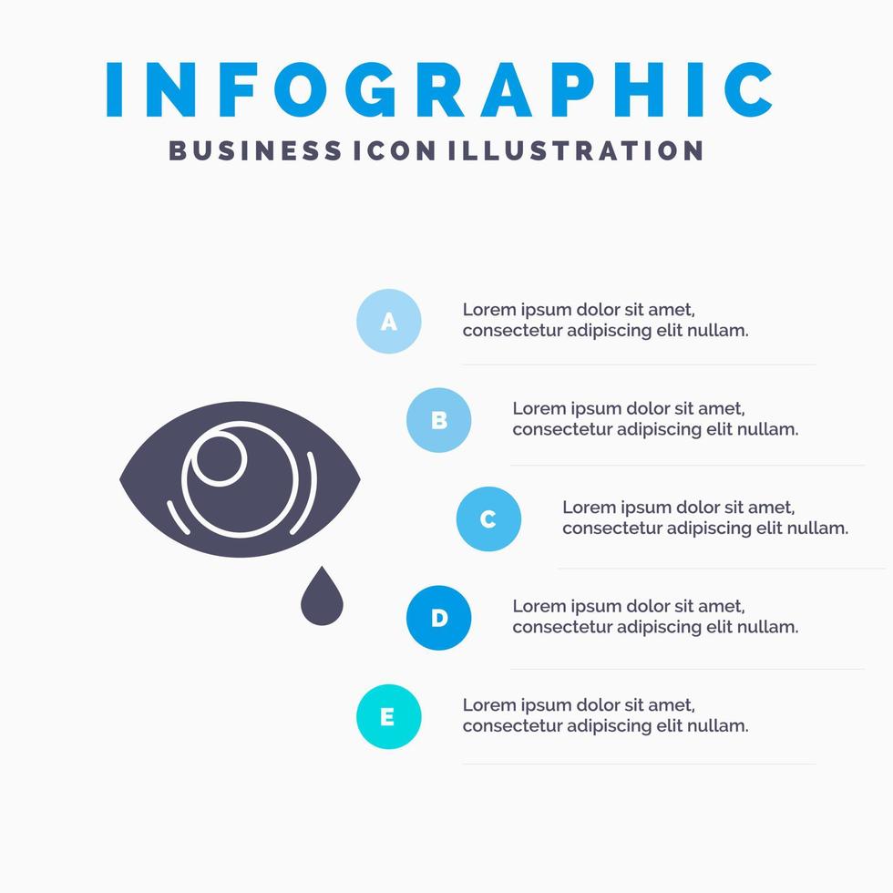 Eye Droop Eye Sad Solid Icon Infographics 5 Steps Presentation Background vector