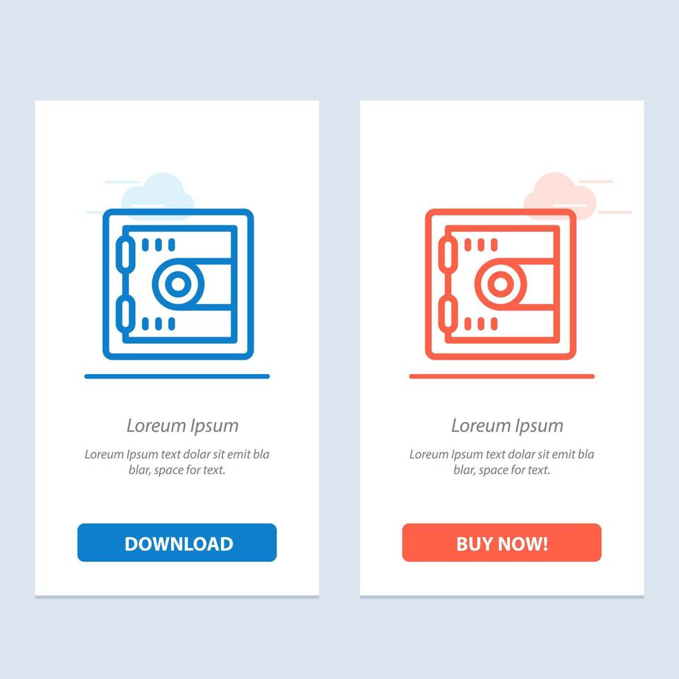 Locker Lock Motivation  Blue and Red Download and Buy Now web Widget Card Template vector