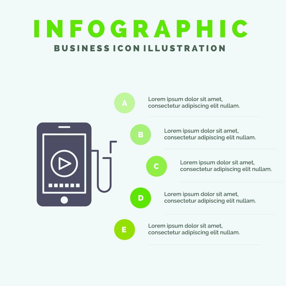 Music Mobile Cell Education Infographics Presentation Template 5 Steps Presentation vector