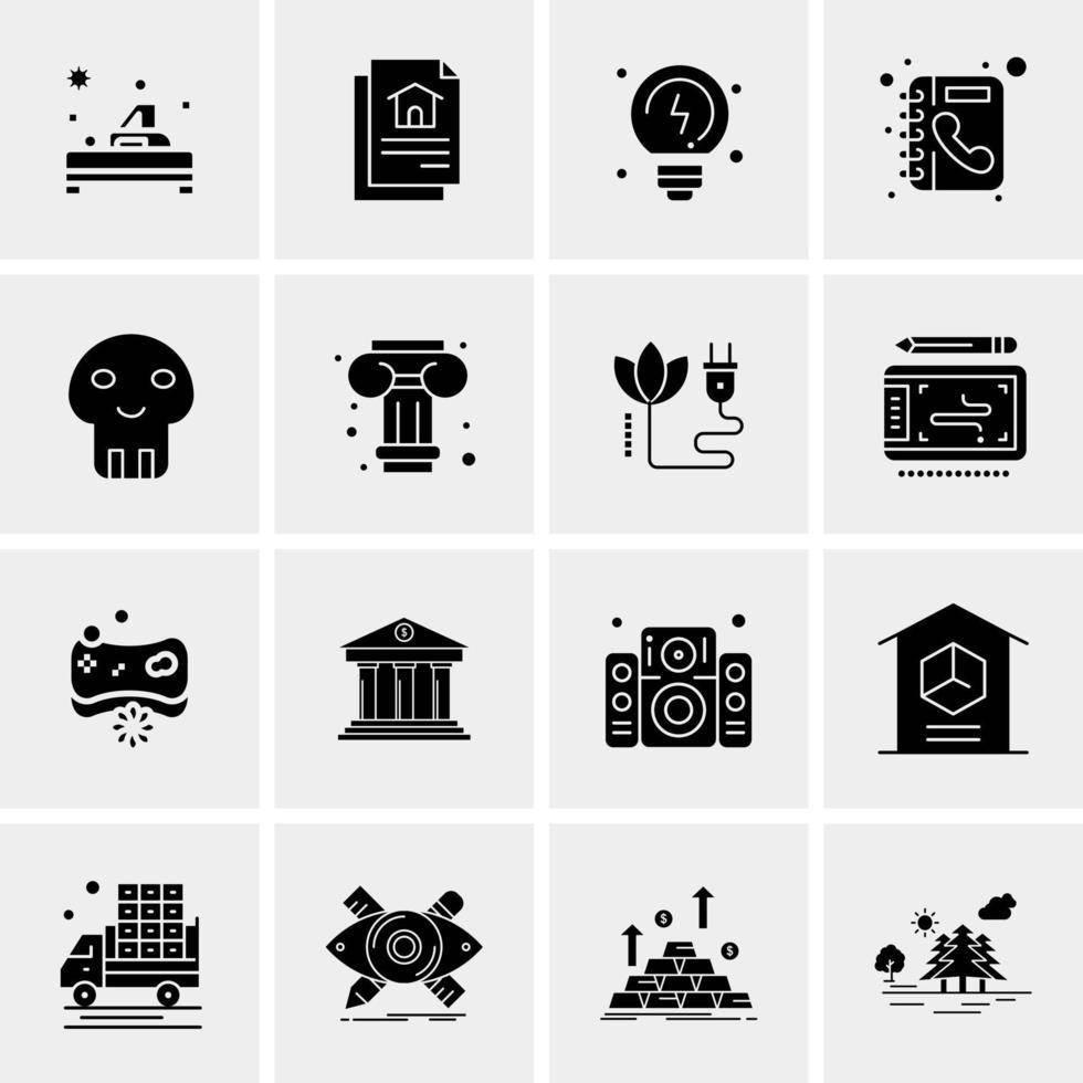 16 iconos de negocios universales vector ilustración de icono creativo para usar en proyectos relacionados con la web y dispositivos móviles