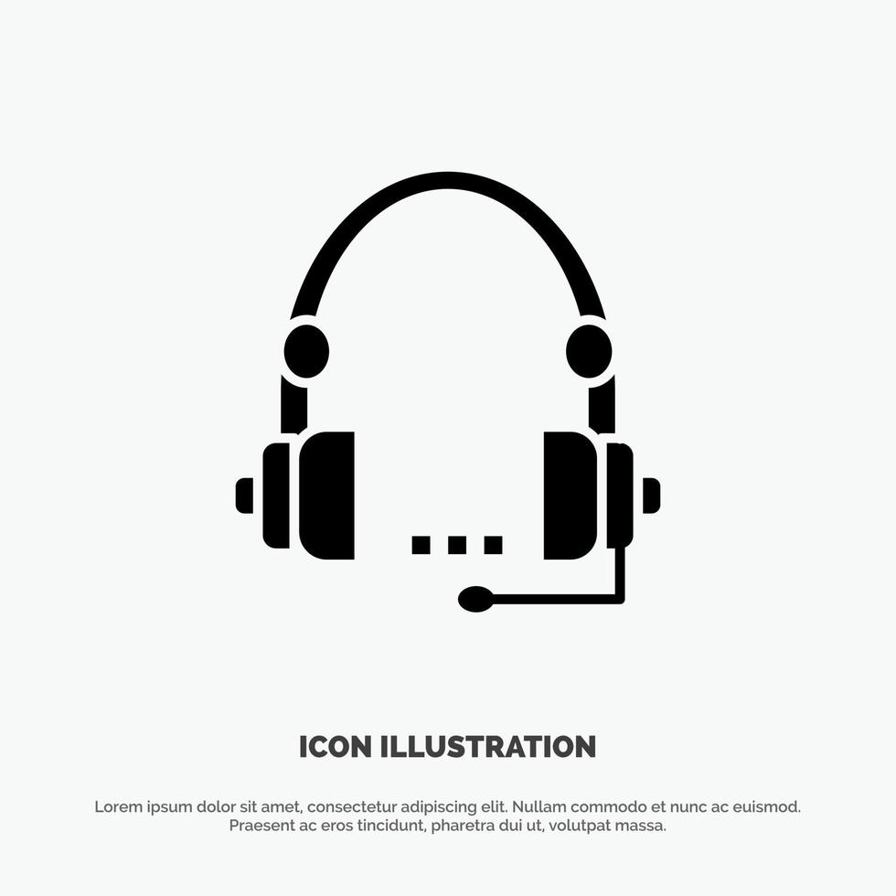 Support Call Communication Contact Headset Help Service solid Glyph Icon vector