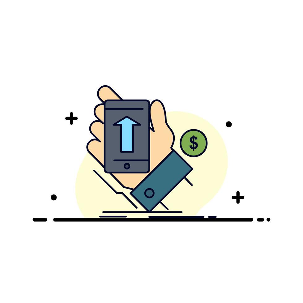 phone hand Shopping smartphone Currency Flat Color Icon Vector