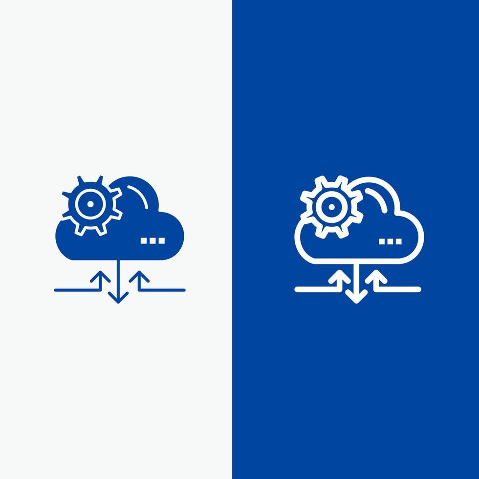 Cloud Setting Gear Arrow Line and Glyph Solid icon Blue banner vector