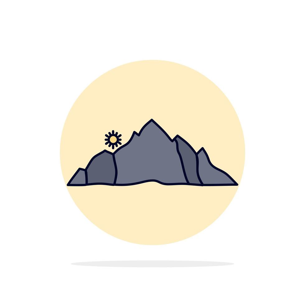 hill landscape nature mountain scene Flat Color Icon Vector