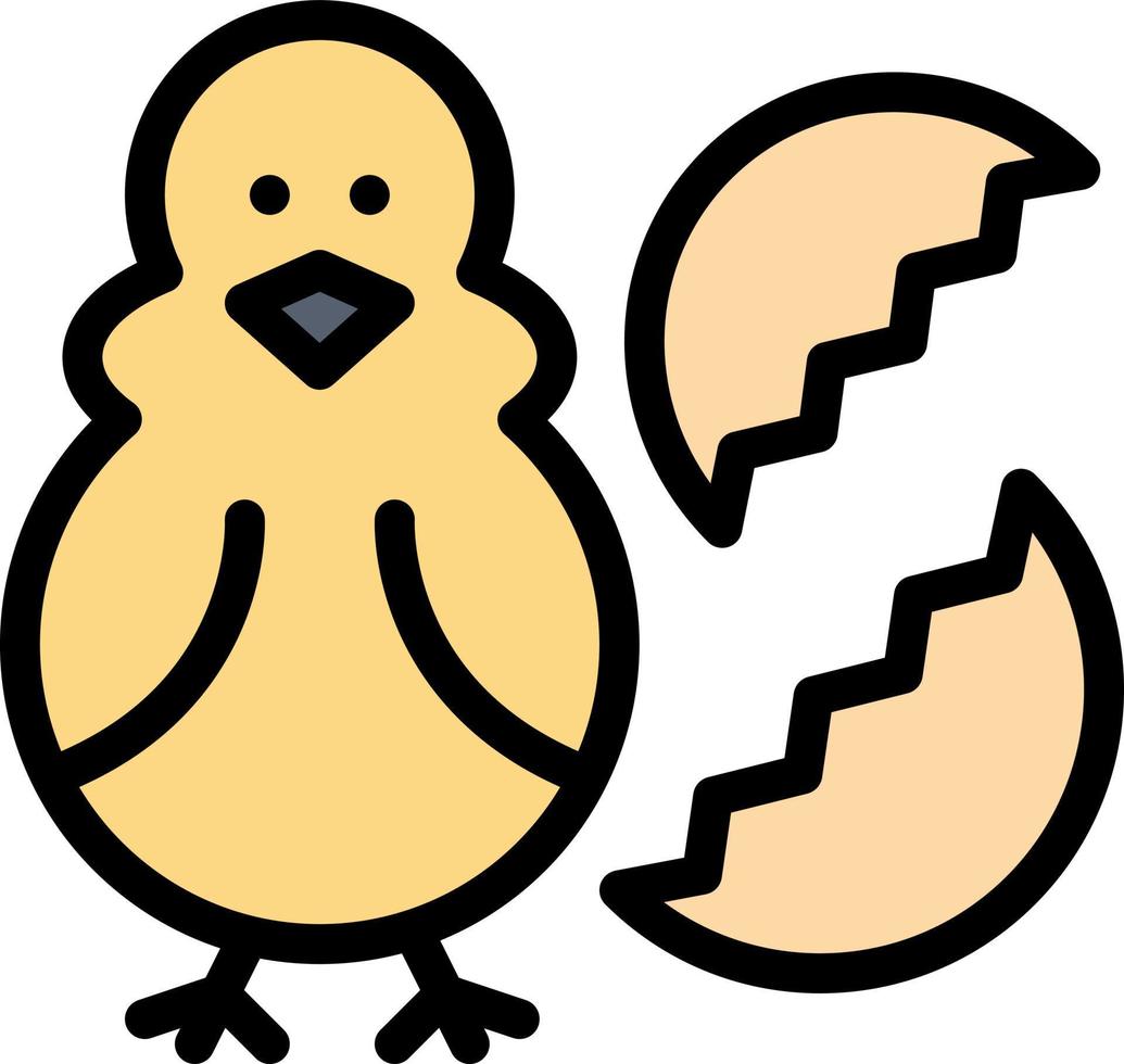 Egg Chicken Easter Baby Happy  Flat Color Icon Vector icon banner Template