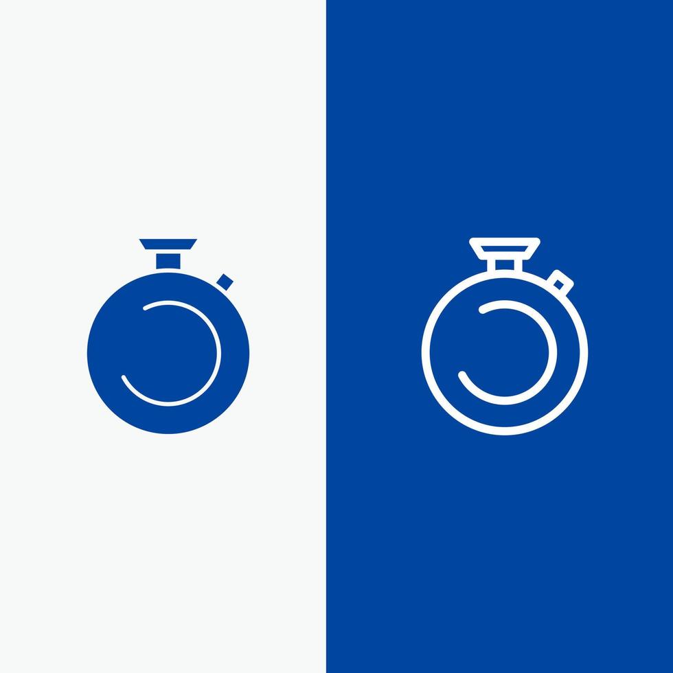 Compass Clock Stopwatch Timer Watch Line and Glyph Solid icon Blue banner Line and Glyph Solid icon Blue banner vector