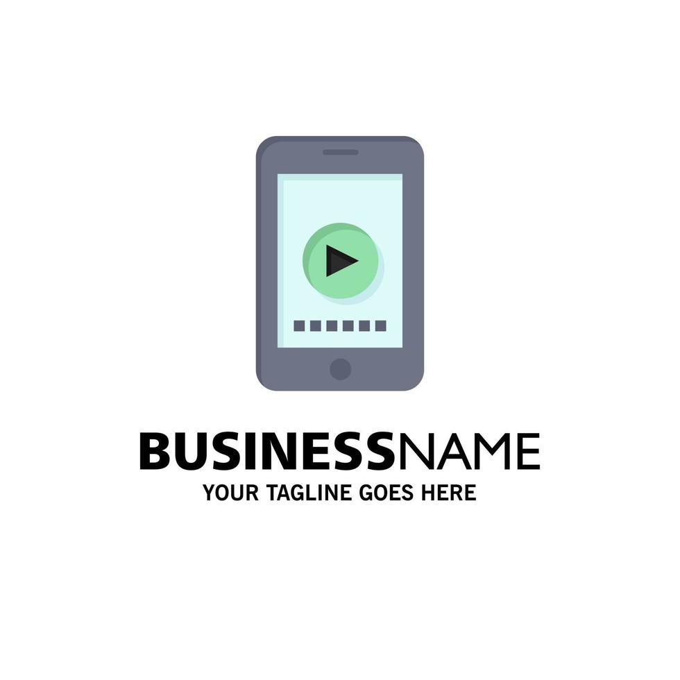 Phone Cell Play Video Business Logo Template Flat Color vector