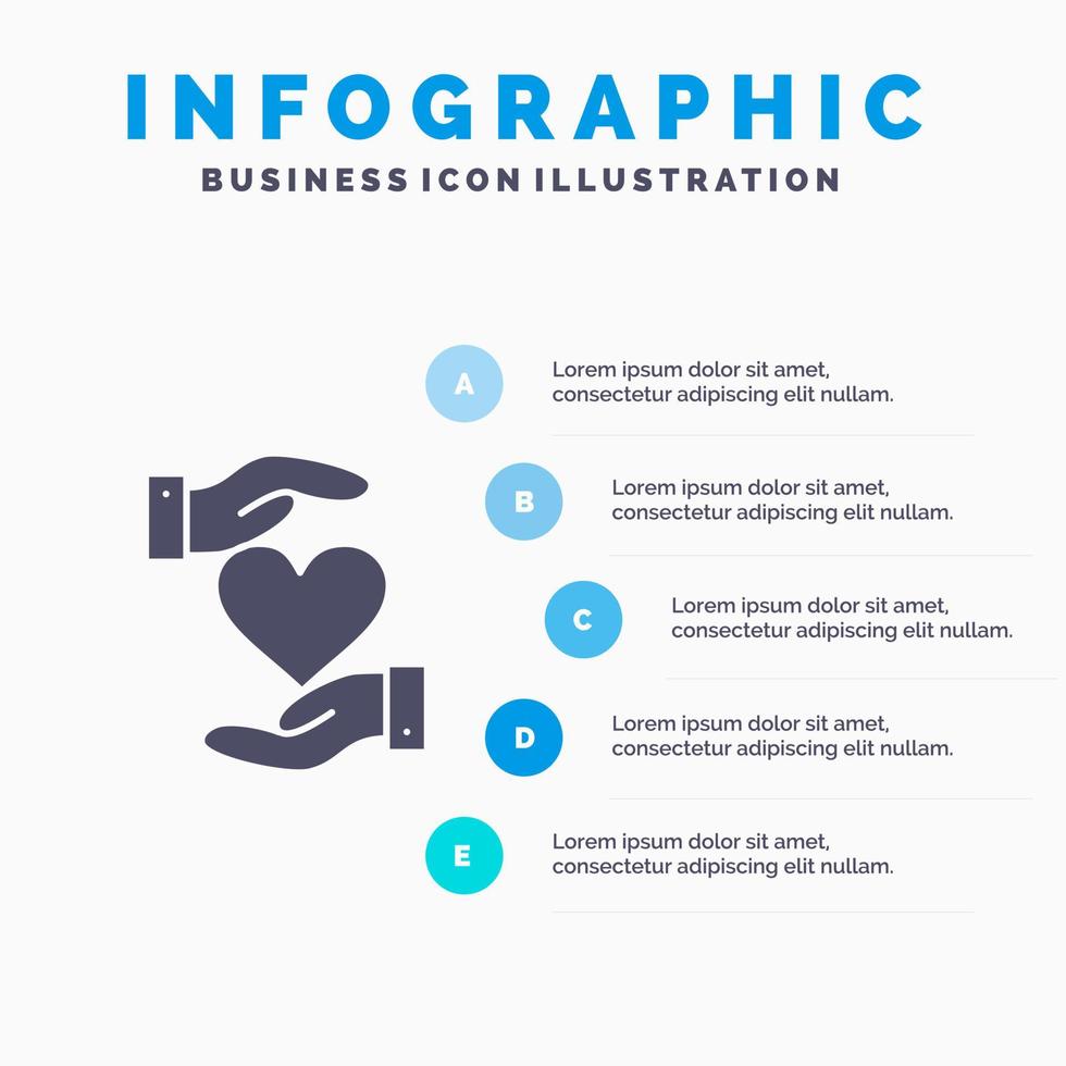 Heart Give Hand Favorite Love Infographics Presentation Template 5 Steps Presentation vector