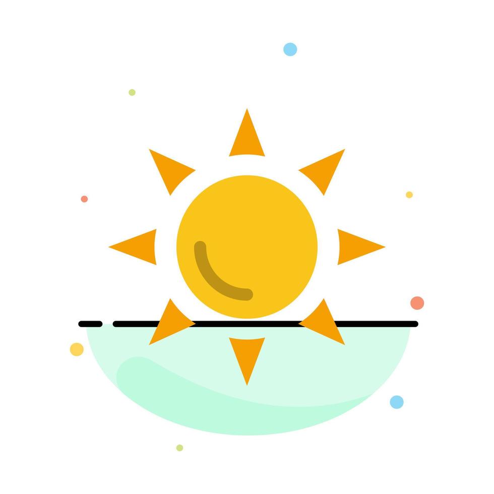 Beach Shinning Sun Abstract Flat Color Icon Template vector