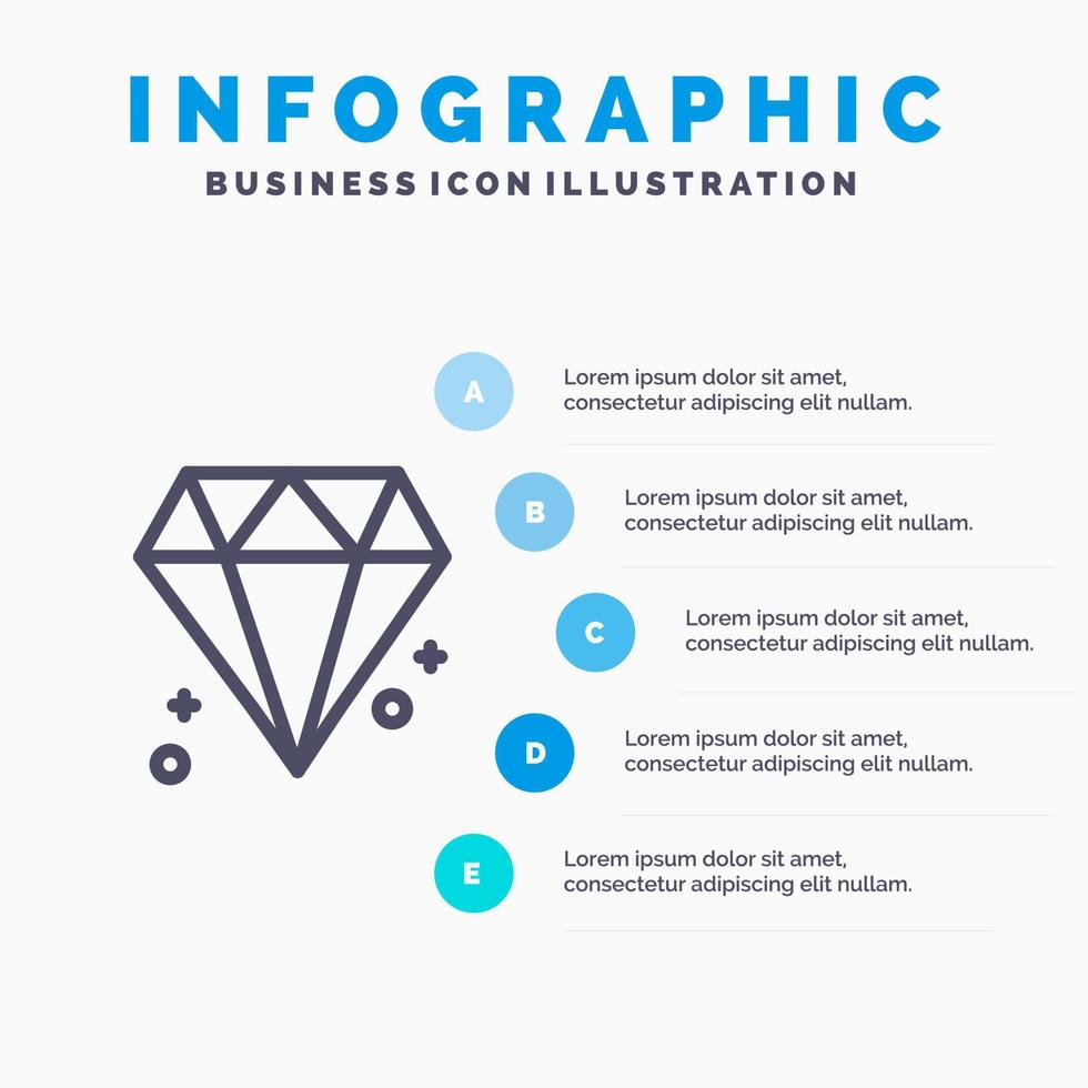 icono de línea de joya de diamante canadá con fondo de infografía de presentación de 5 pasos vector