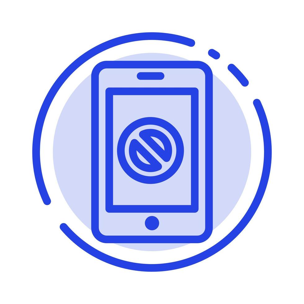 Mobile Cell Phone No No Mobile Blue Dotted Line Line Icon vector